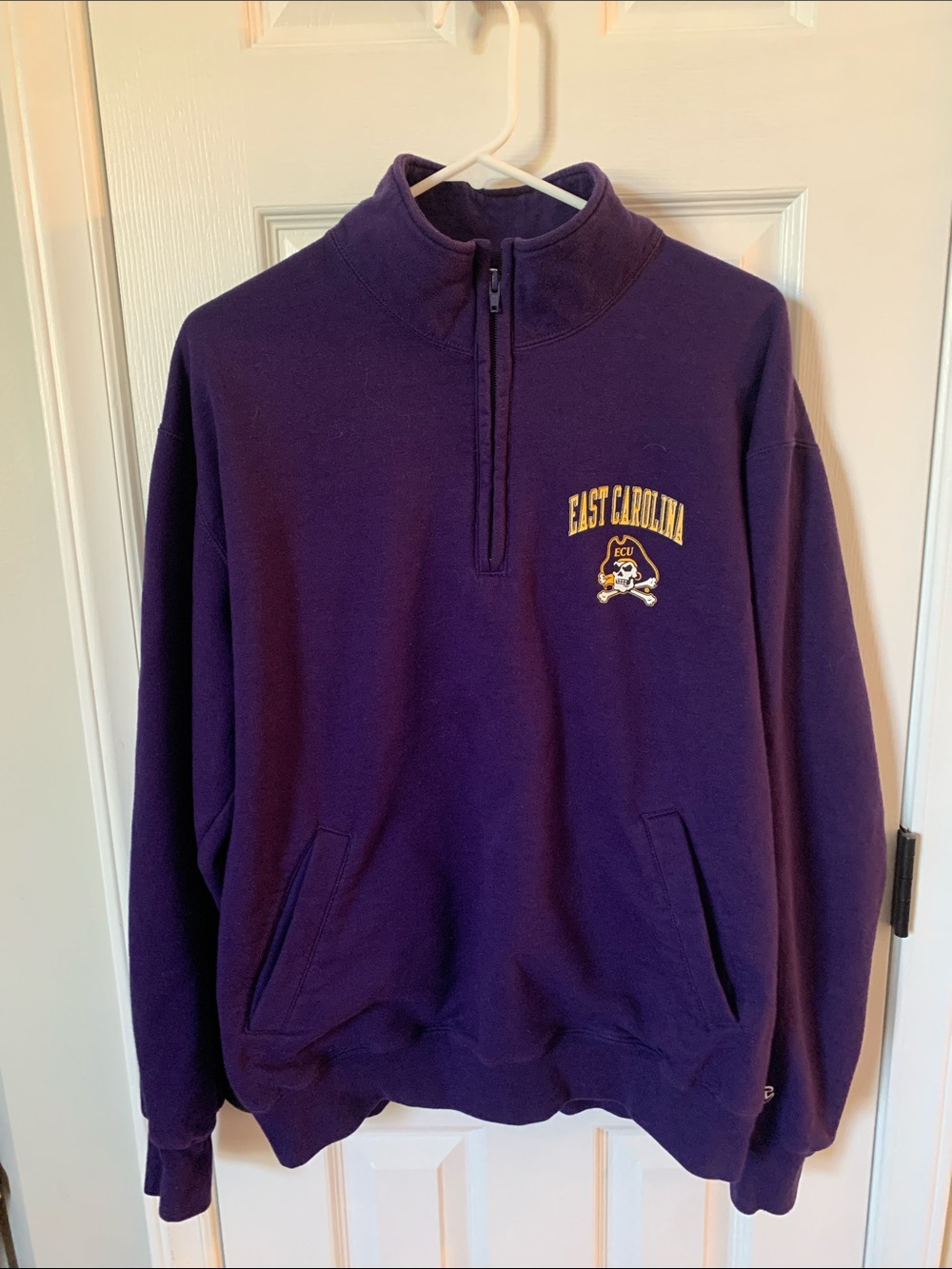 Champion East Carolina University ECU Quarter Zip Pull Over Sweatshirt Large